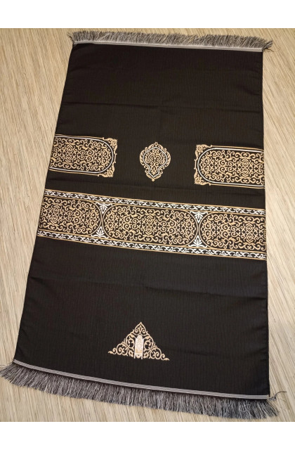 Tapis prière noir motif doré