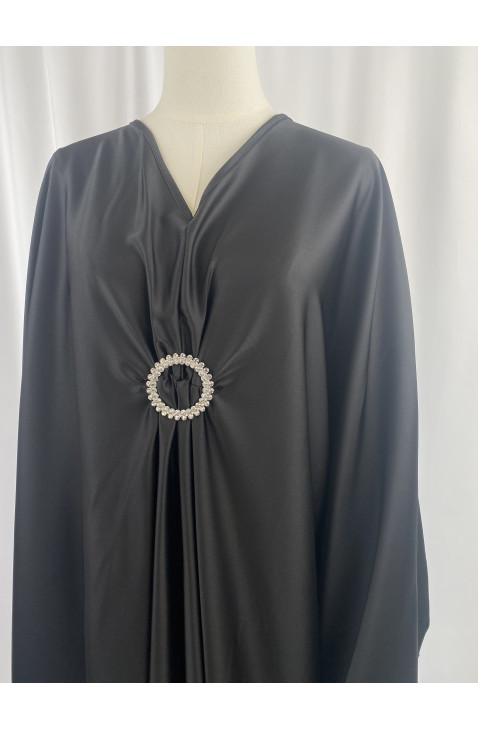 Robe Broche en Satin Noir