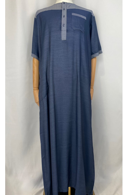 Qamis Bleu Jean Manches courtes