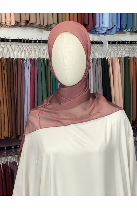 Hijab satiné premium mousseline rose poussiéreux