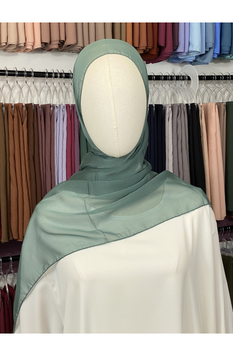 Hijab satiné premium mousseline vert sauge