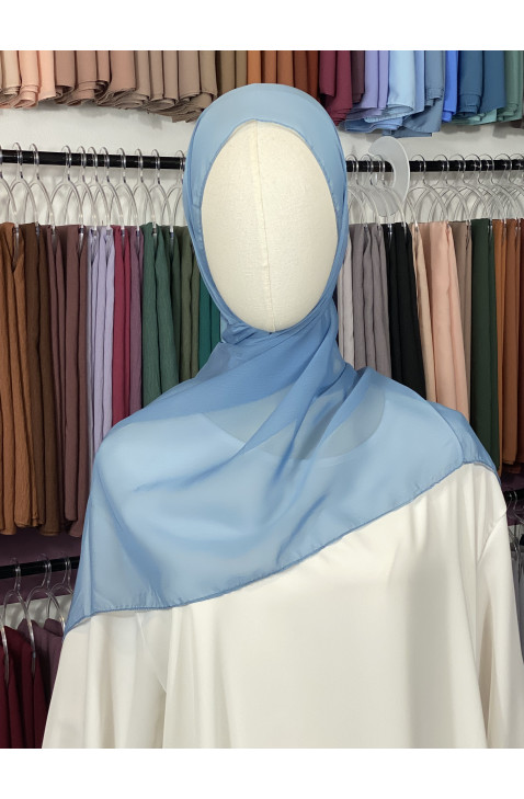 Hijab satiné premium mousseline bleu clair