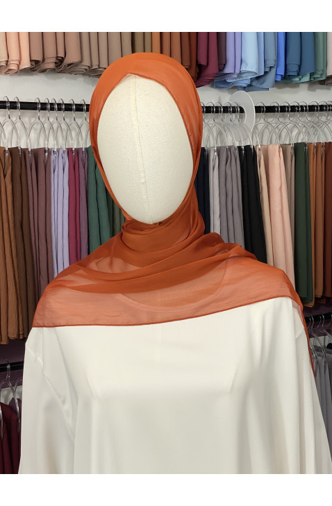 Hijab satiné premium mousseline orange vif