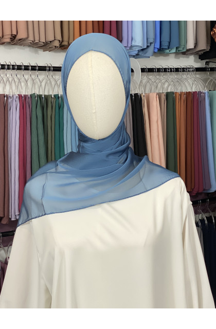 Hijab satiné premium mousseline bleu azur