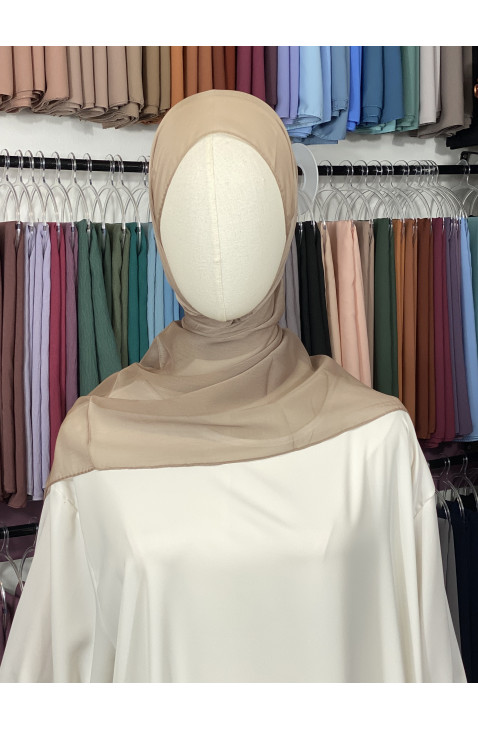 Hijab satiné premium mousseline beige clair