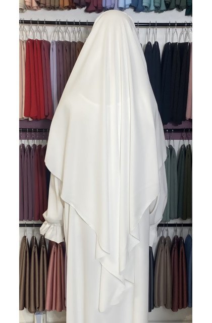 Khimar blanc en soie de médine