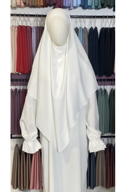 Khimar blanc en soie de médine