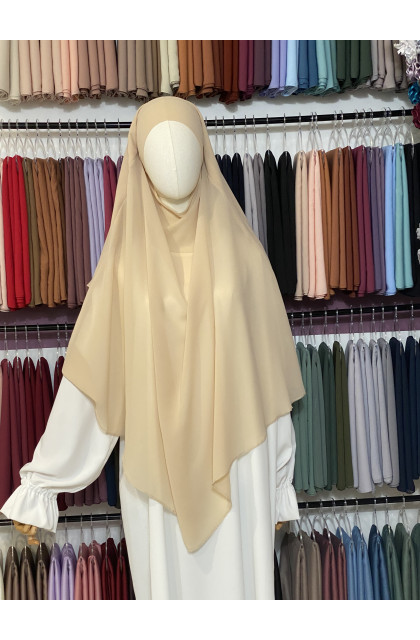 khimar 3 voiles beige mousseline