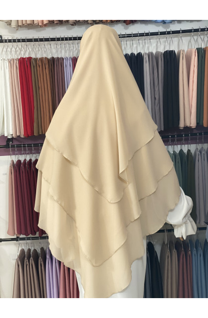 khimar 3 voiles beige mousseline