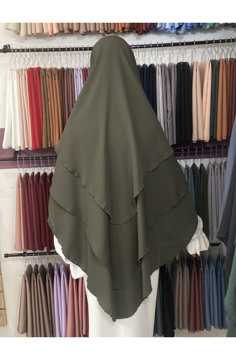 Khimar 3 voile kaki en mousseline