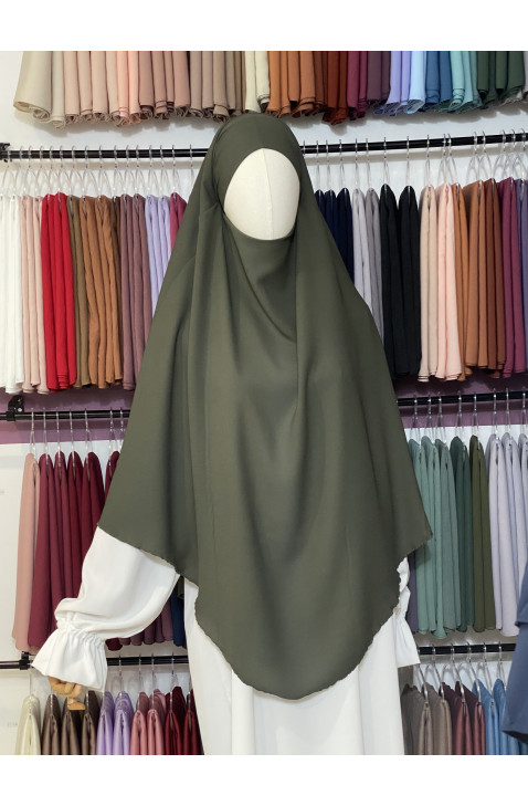 Khimar 3 voile kaki en mousseline