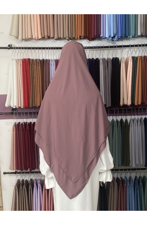 Khimar 2 voiles rose balais en soie de médine