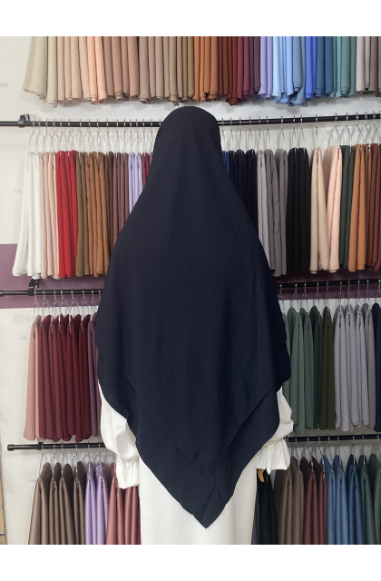 Khimar 2 voile bleu marine en soie de médine