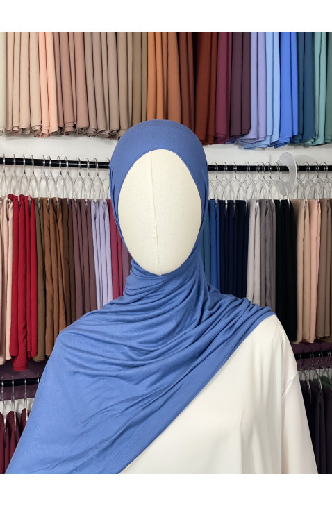 Hijab Jersey coton bleu azur