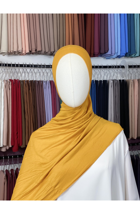 Hijab Jersey coton jaune moutarde