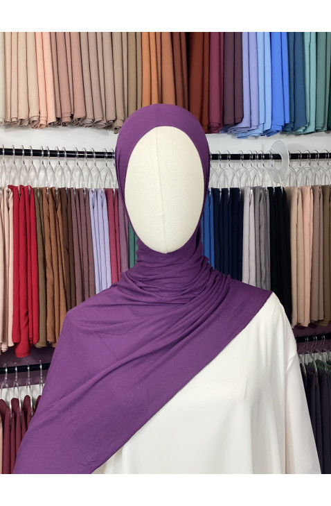 Hijab Jersey coton mauve prune