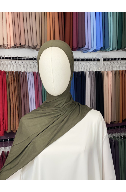 Hijab Jersey coton kaki foncé