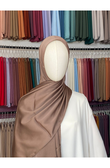 Hijab satiné premium marron taupe