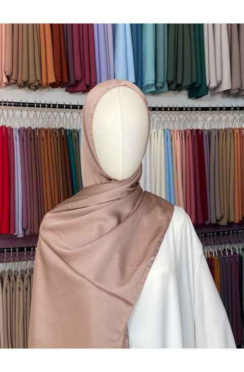 Hijab satiné premium beige rosé