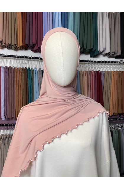 Hijab Jersey premium frisé rose dragée