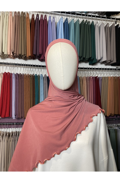 Hijab Jersey premium frisé rose brique