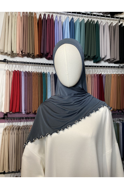 Hijab Jersey premium frisé gris plomb