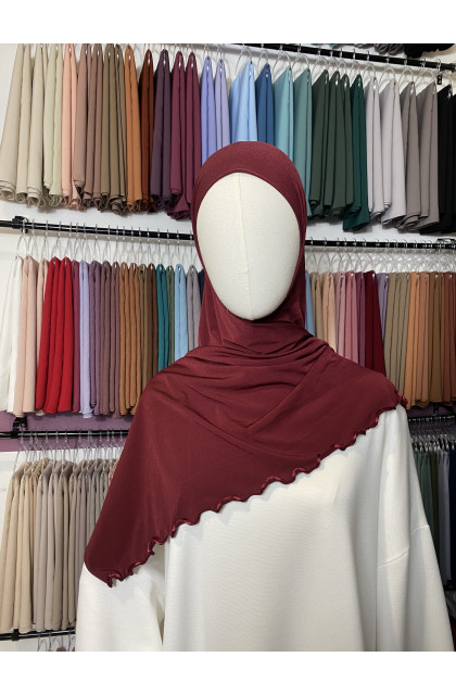 Hijab Jersey premium frisé rouge bordeaux