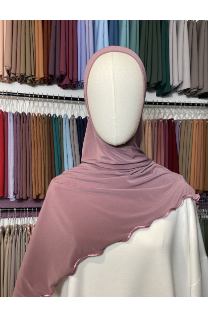 Hijab Jersey premium frisé rose balais