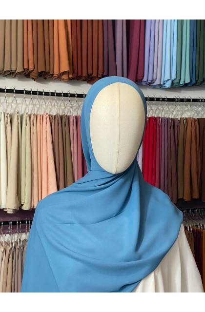 Hijab Crêpe bleu azur