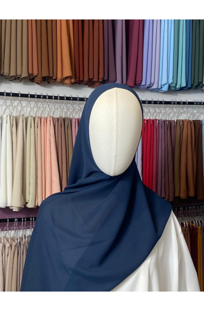 Hijab Crêpe bleu marine profond