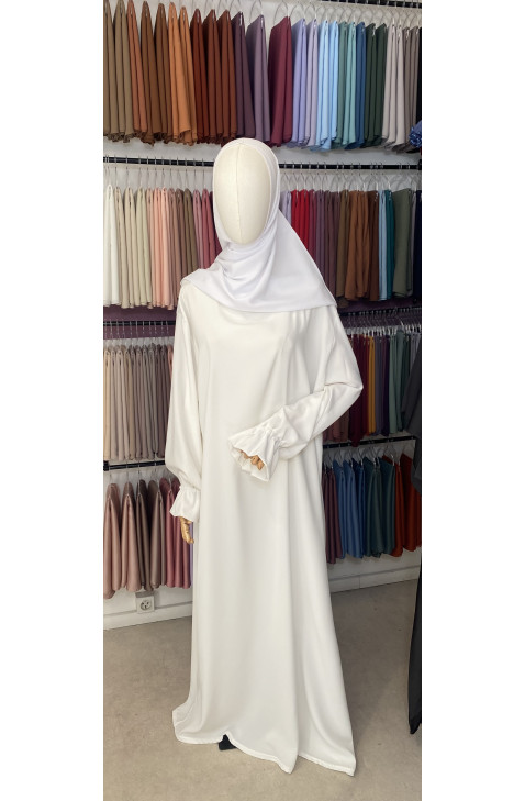 abaya manches tulipe blanc