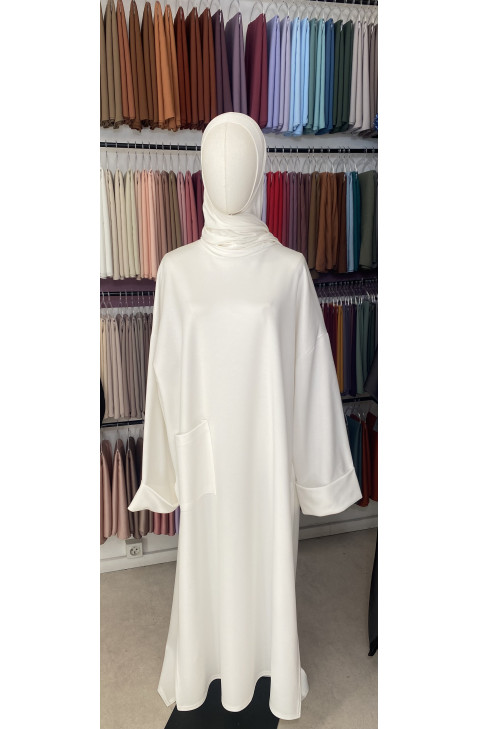 abaya poche sportwear blanc