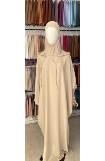 abaya sportwear à capuche beige