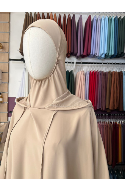 abaya sportwear à capuche beige