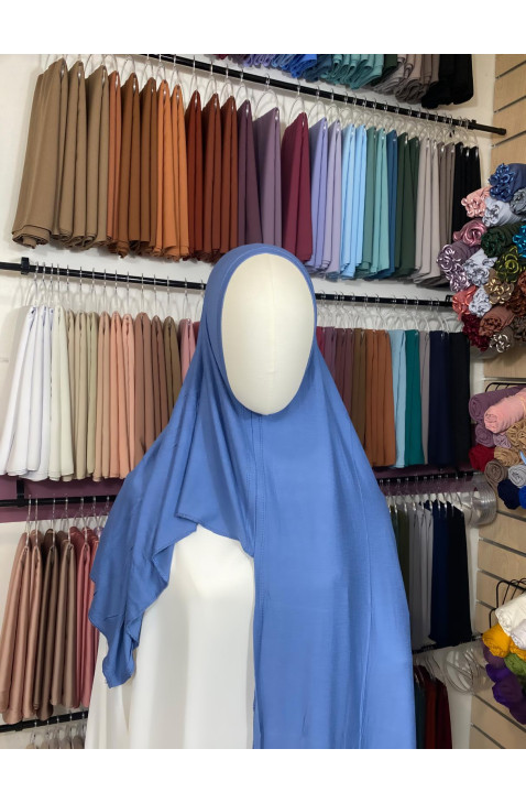 Hijab prêt à enfiler bleu denim