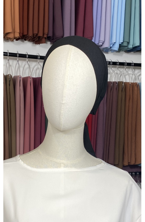 Bonnet hijab à nouer noir basic