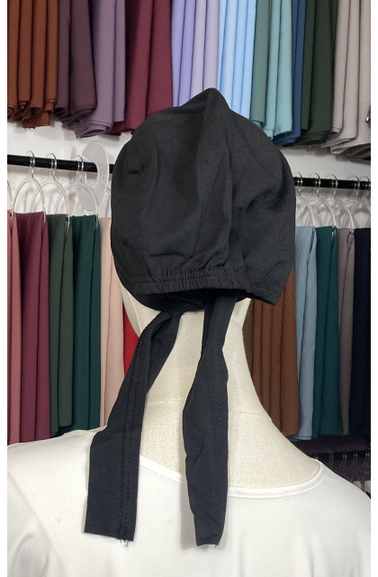 Bonnet hijab à nouer noir basic