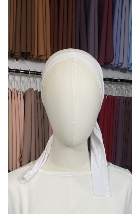 Bonnet hijab à nouer blanc basic