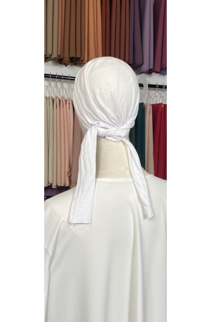 Bonnet hijab à nouer blanc basic