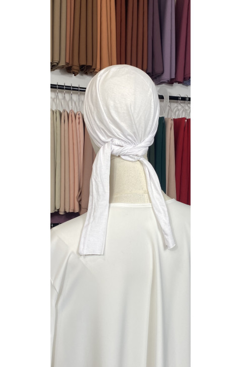 Bonnet hijab à nouer blanc basic