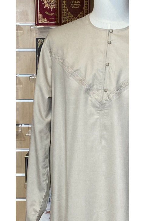 Qamis zein coton beige