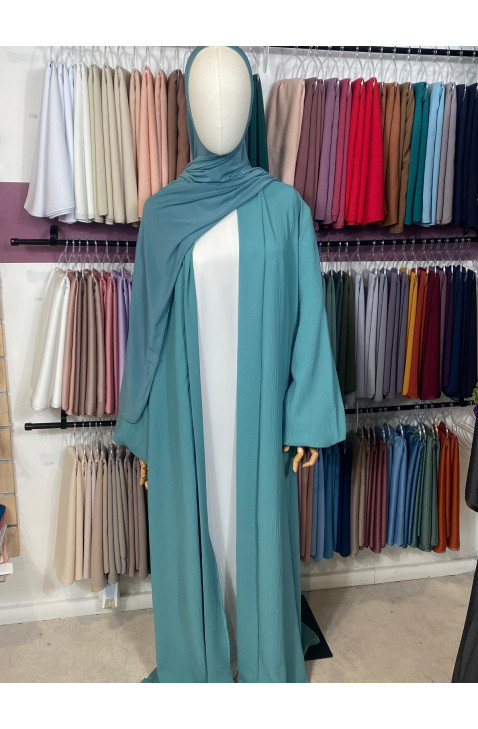 ensemble abaya kimono en jazz bleu canard