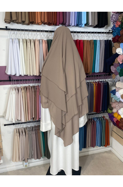 khimar 3 voiles taupe mousseline