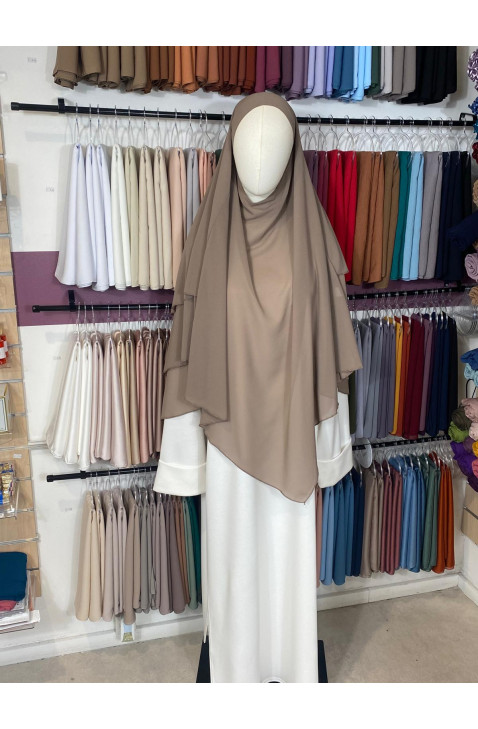 khimar 3 voiles taupe mousseline