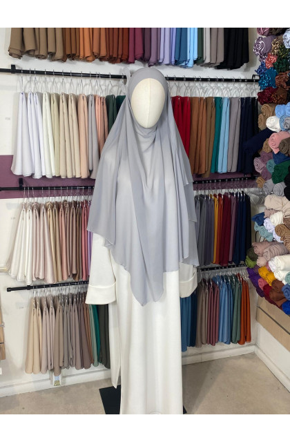 khimar 3 voile gris clair mousseline