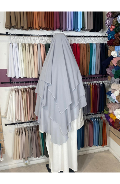 khimar 3 voile gris clair mousseline