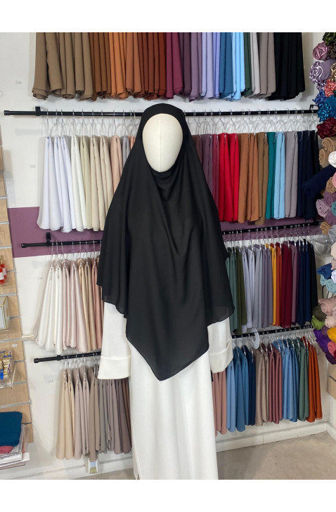 khimar deux voiles noir mousseline