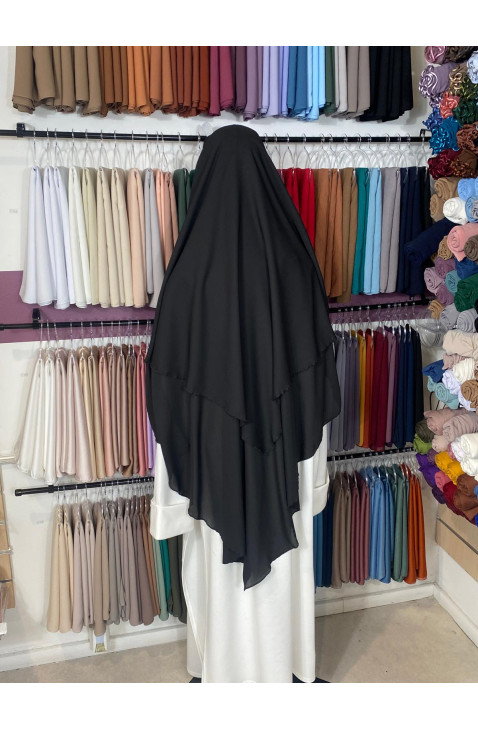 khimar deux voiles noir mousseline