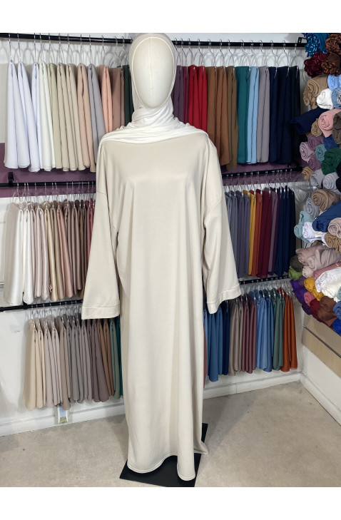 Abaya manches larges beige clair