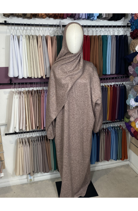 Abaya voile intégré marron sépia